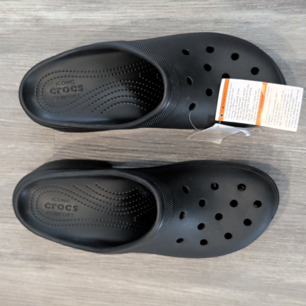 CROCS Men's Siren Platform Classic Black Slip-On Clogs NEW!